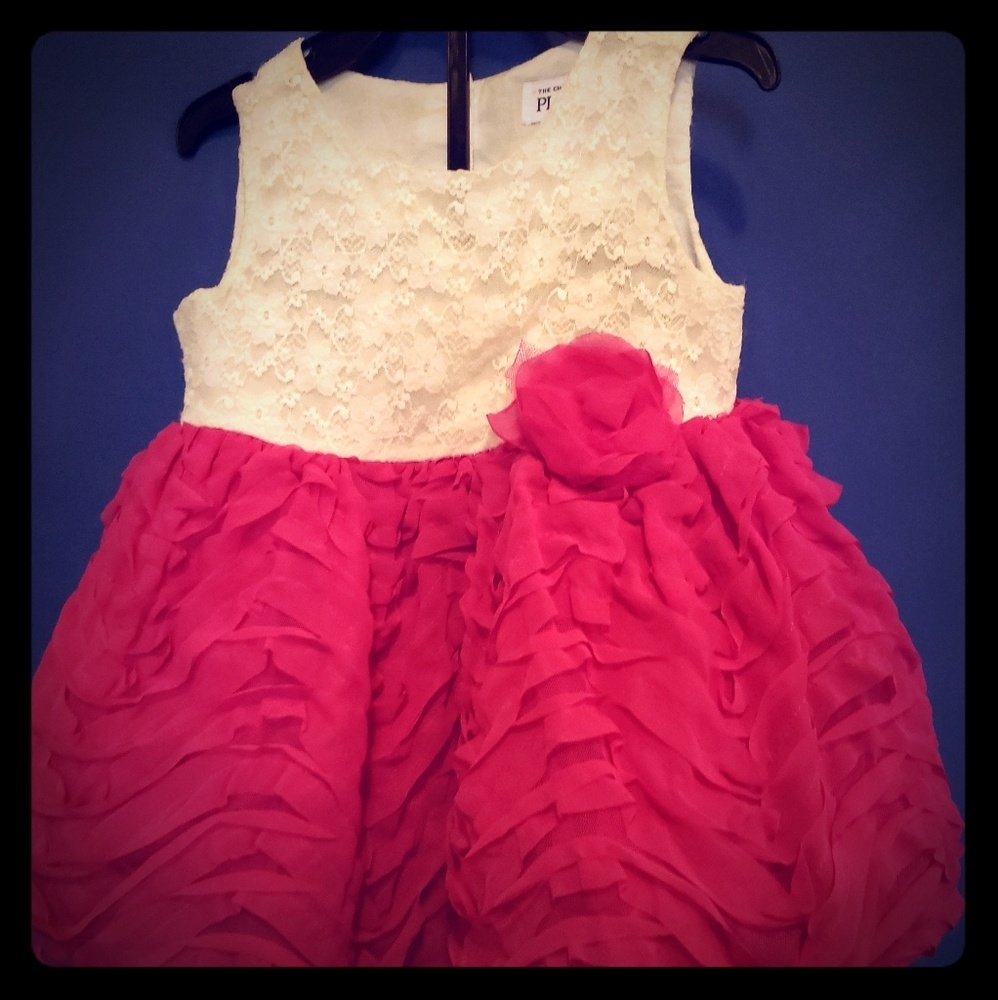 WHITE & HOT PINK TODDLER DRESS